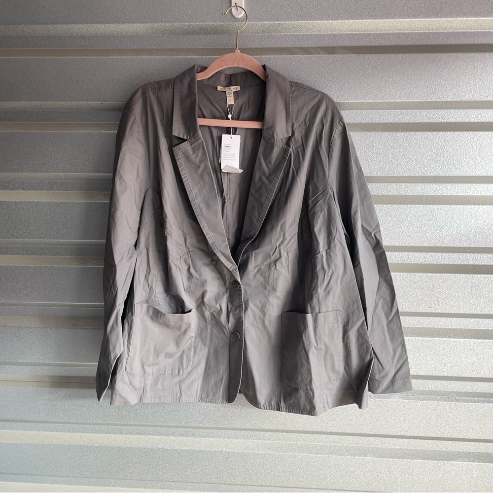 eileen fisher NWT organic cotton stretch poplin notch blazer
